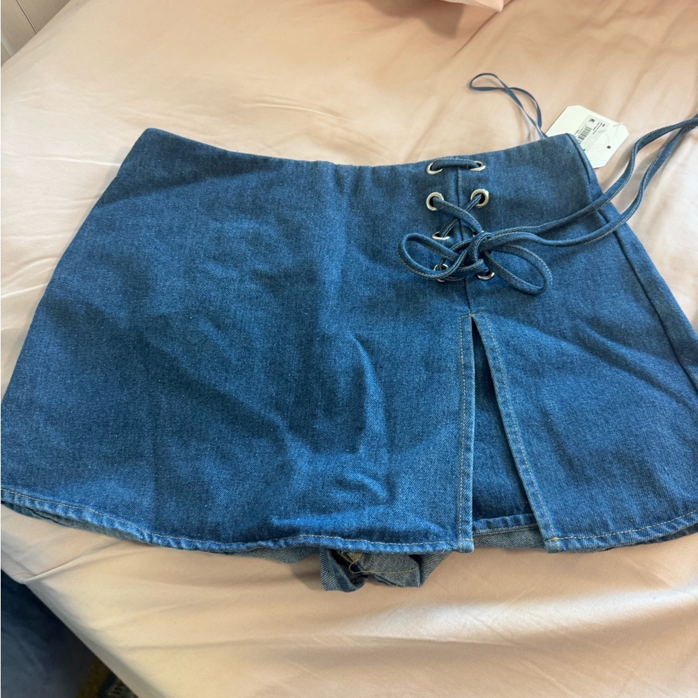 Altar'd State Light Wash Denim Skirt